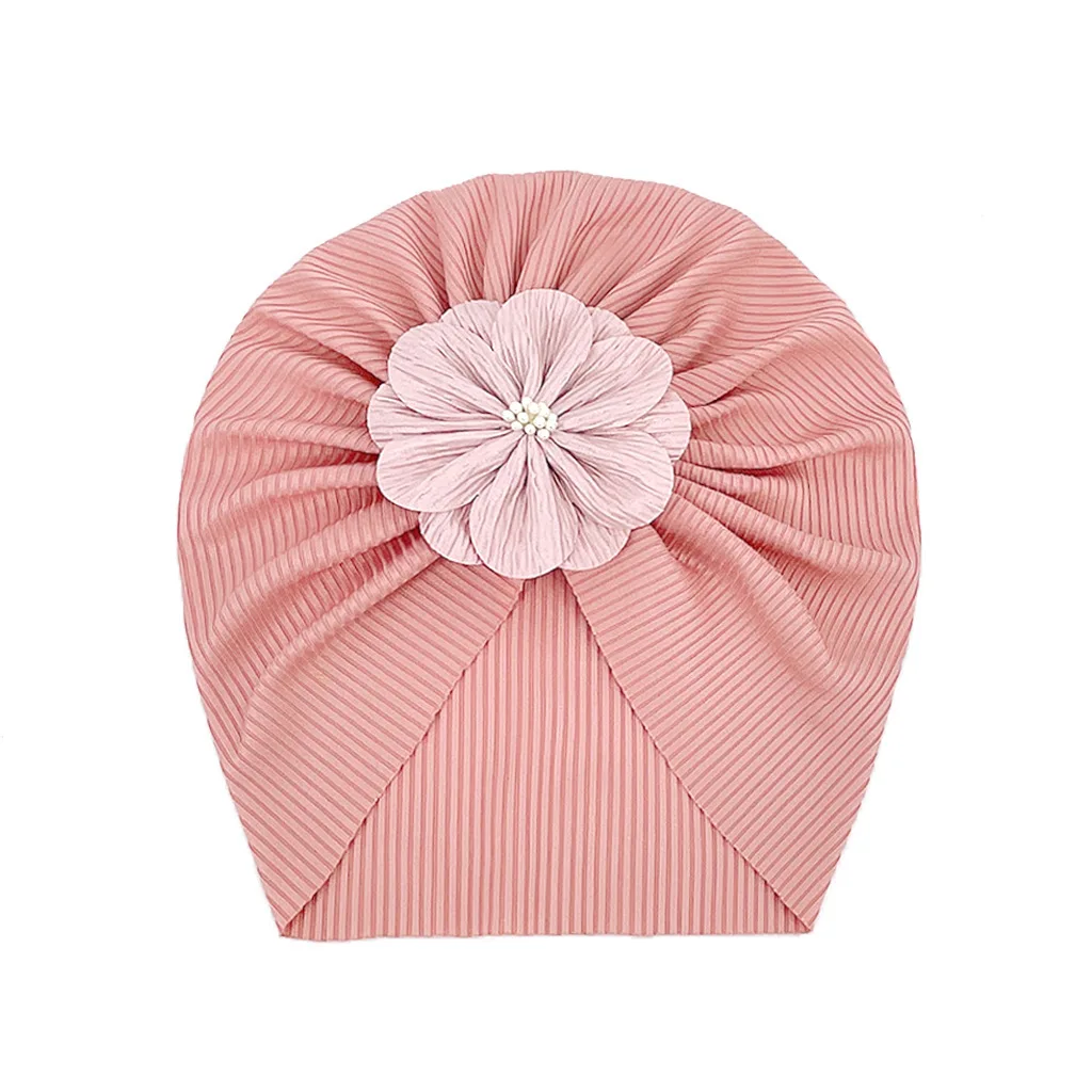 Solid Color Threaded Baby Hat Breathable Sporty Embroidered Headscarf for Girls and Infants Letter Pattern