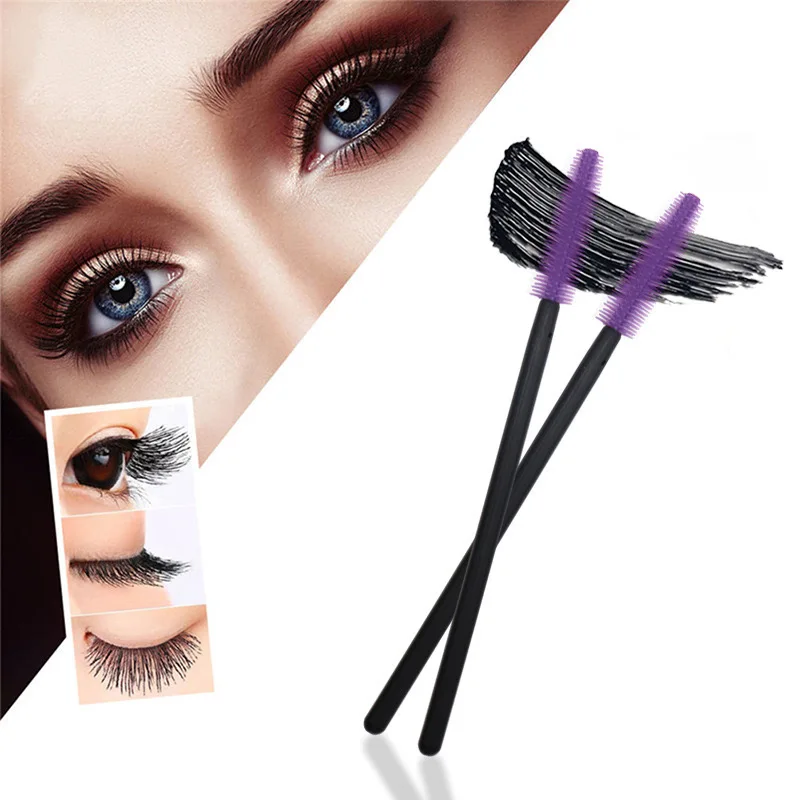 single Eyeshadow Eyelash Eyebrow Makeup Brushes 50pcs Disposable Eyelash Brush Silicone Eyelash Remover Spiral Brush