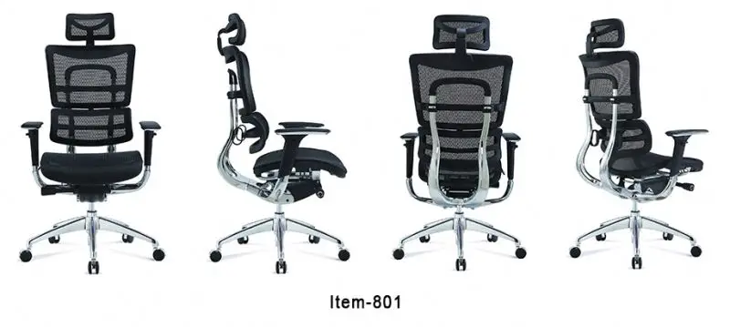 JNS801 Modern Design High Back Solid Aluminum Frame Construction Mesh Ergonomic Office Chair with Lumbar for Boss Use
