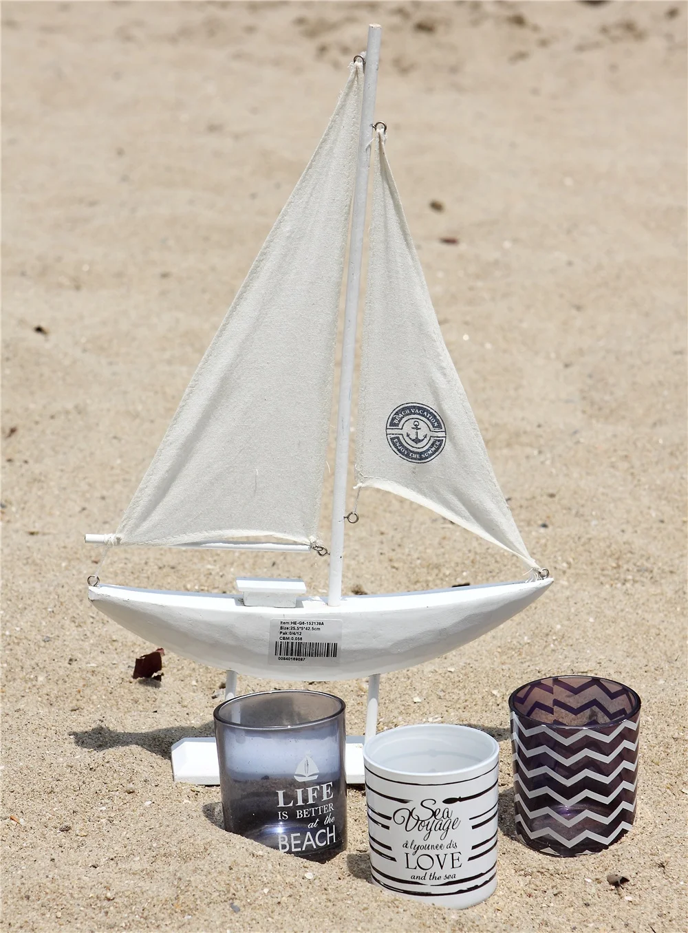 Wooden White ship Sailboat Model Decoration sailing boat decor