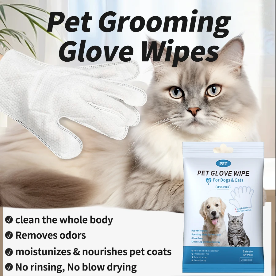 Eco-Friendly Alcohol-Free Natura Pet Grooming Wet Wipes Disposable Dog and Cat Cleaning Gloves
