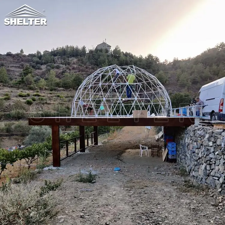 Luxury Resort Hotel Dome House 6m 7m 8m Geodesic Dome Tent Glamping Tent With Bathroom