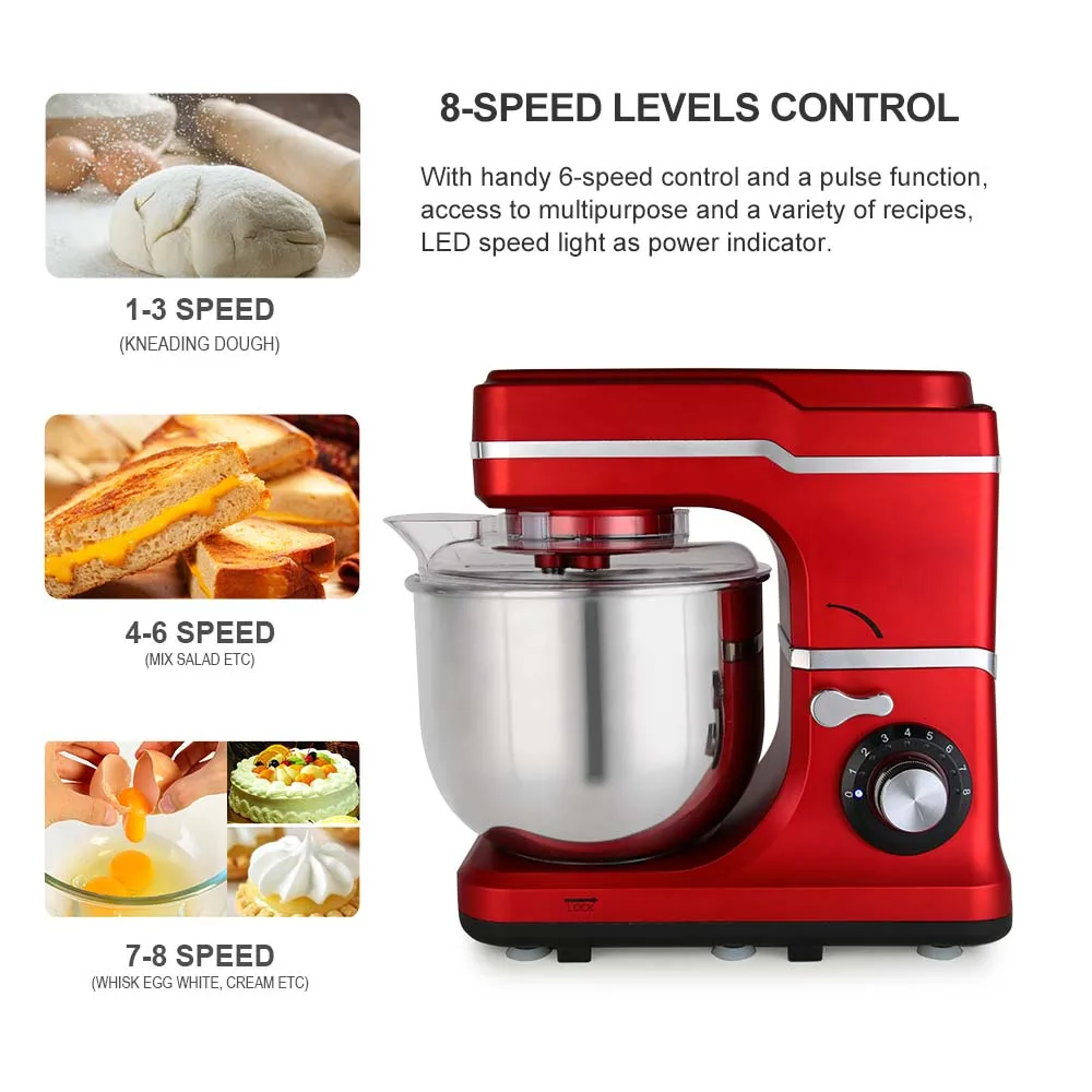 6L 6.6 litre Hotsale Powerful Household Electric Stand Mixer with Egg Whisk Dough hook for Baking Cake