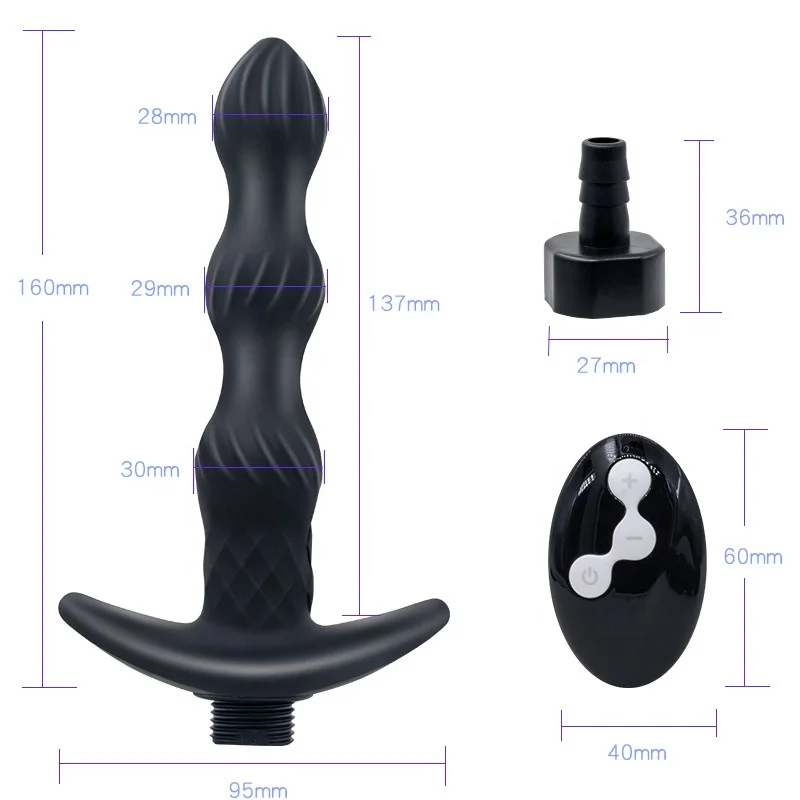 Enema Nozzle Silicone Vibrating Anal Douche Wireless Vibrator Butt Plug Vaginal Ass Cleaner Prostate Massage Bidet Sprayer