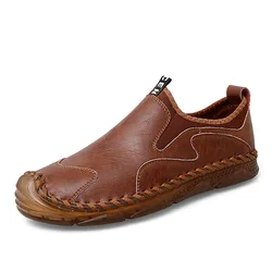 High Quality New Designer Flat Hand Sewn Moccasin Style Walking Casual Men Leather Shoes