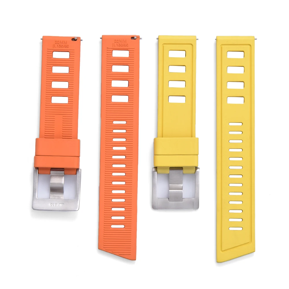 JUELONG Black Diver Fluoroelastomer Rubber Watch strap 20mm 22mm ISO FPM Rubber Quick Release Strap With 316L Ss Buckle