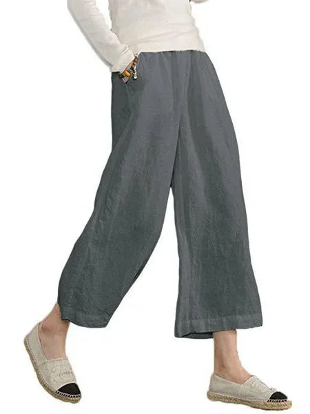 2024 straight casual baggy pants trousers Cotton and hemp loose casual wide leg pant for womenwomen