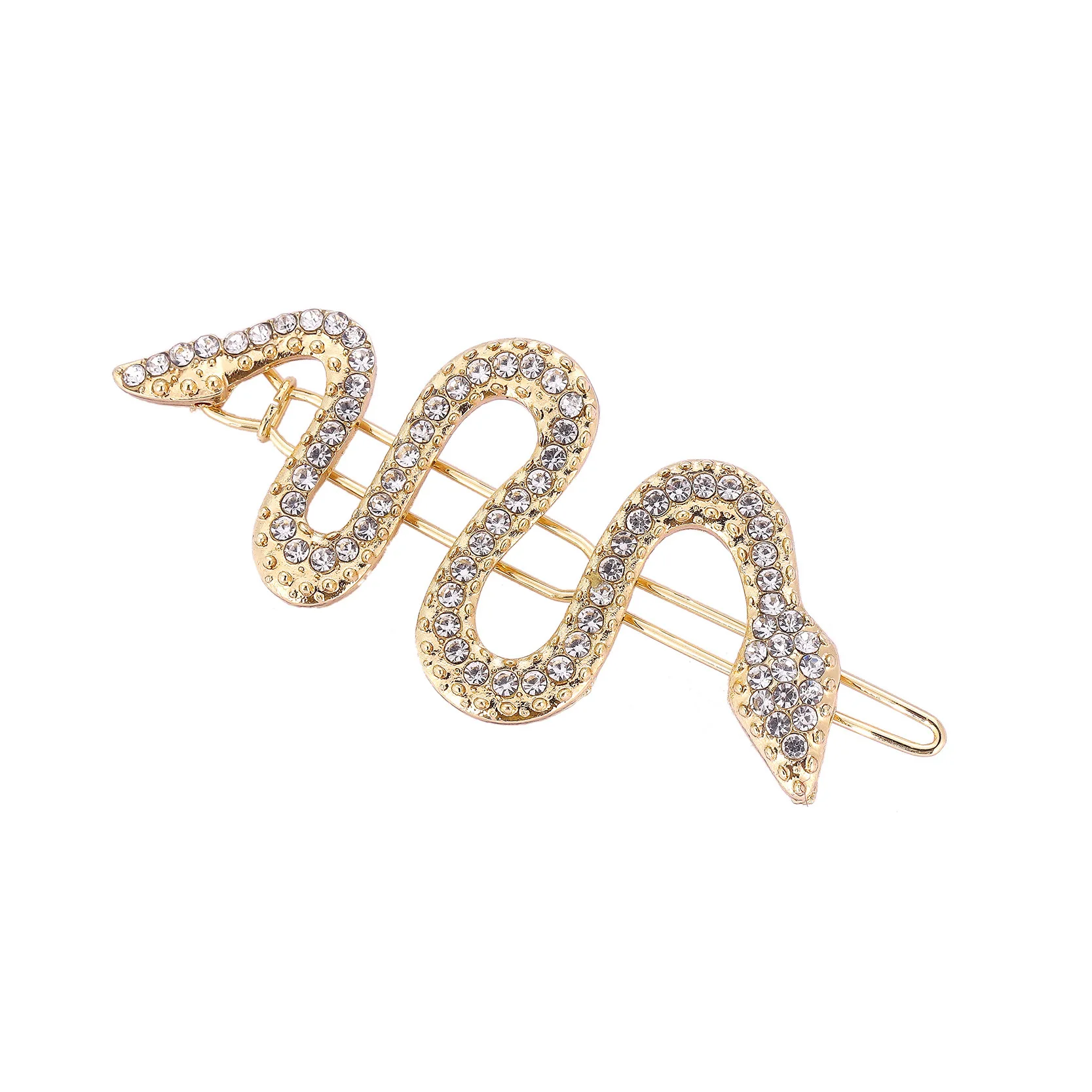 New Snake Shaped Hair Accessories Hairpin with Rhinestone Clip Edge Clips Female H