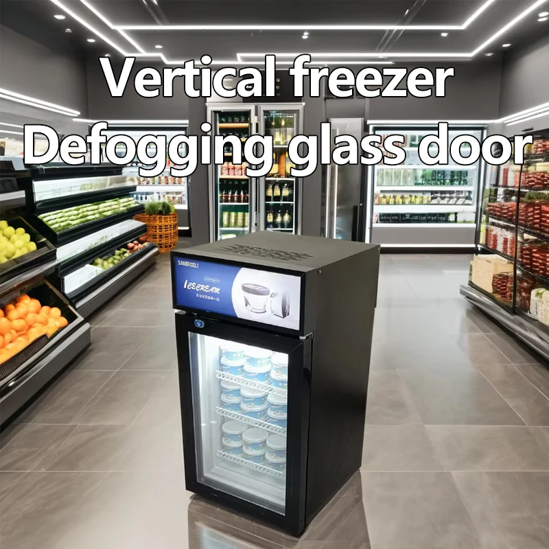58 liters Vertical Desktop Display Cooler Upright Refrigerator with Defogging Glass Door for Store Use