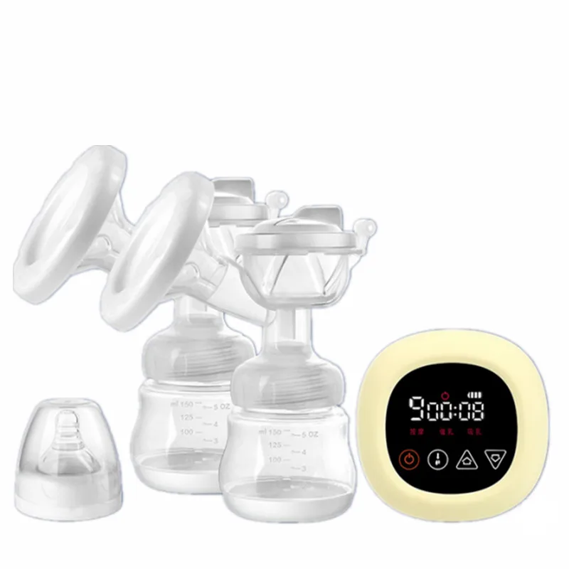 Silicone Double Breast Pump Baby Milk LCD Screen Electric Breast Pump With 9 Levels Sucking Mode