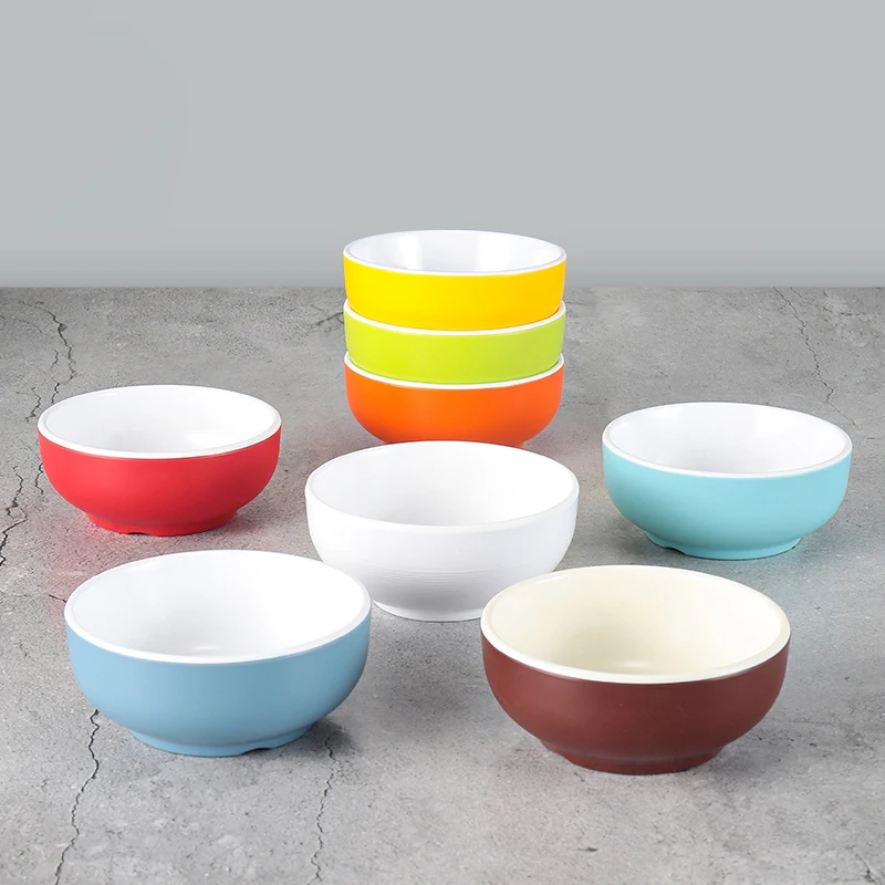 Wholesales Macaron Color Plastic Bowl Solid Color Nordic Kids Melamine Bowl