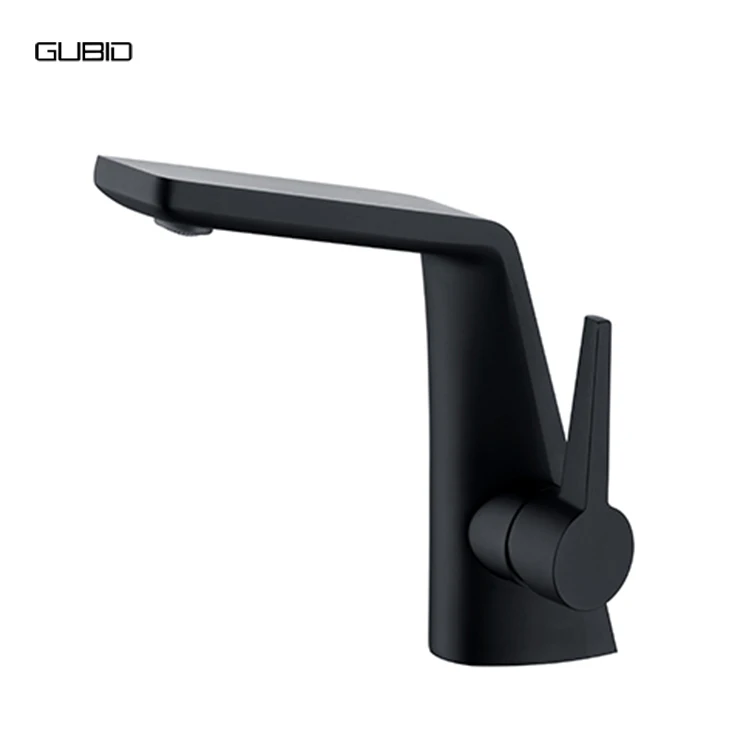 Modern Matt Black Brass Basin Faucet Single-Handle Deck Mounted Tap with Ceramic Valve Core for Bathroom Hand Face Wash Hotels