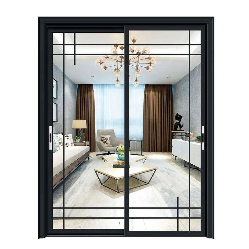 
Latest Main Designs soundproof interior sliding door 2 track narrow frame sliding door used aluminum alloy frame material 