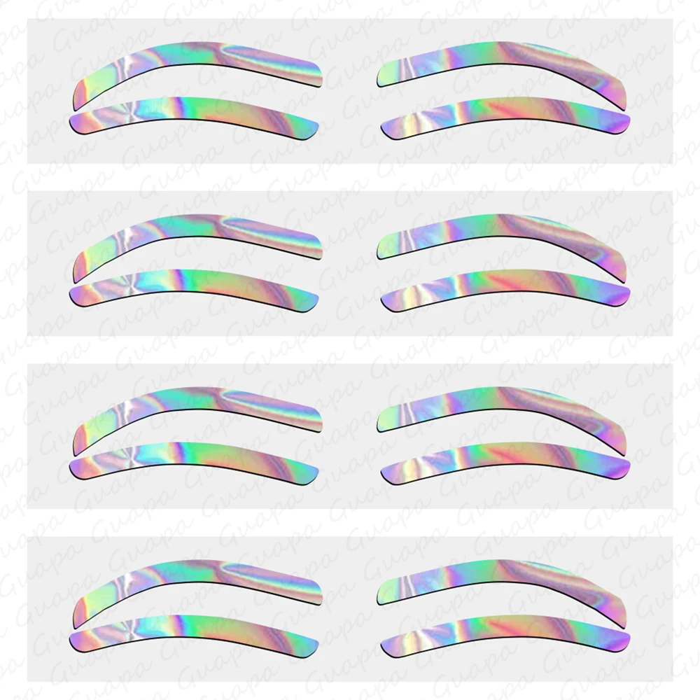 Holographic Silver Eyebrow Airbrush Shaping Stencils Brow Guide Shape Outline Tape Eyebrow Sticker Stencil Brow Tinting Template