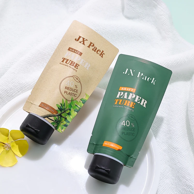 Custom Printing Kraft Cosmetics Tube Containers Body scrub lotion mask Packaging tube with plastic cap For Cosmetic Cream