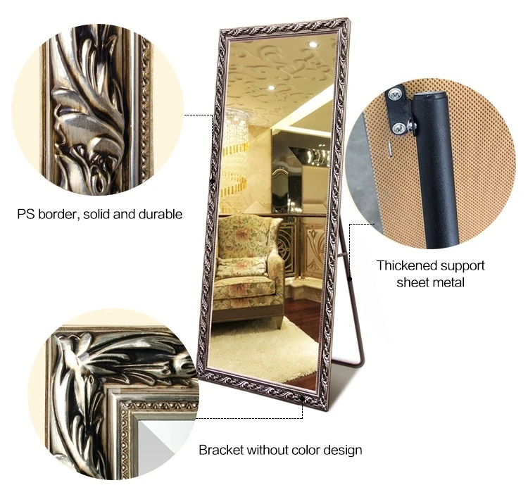 OEM wholesale gold/ silver framed full length mirror for home decor living room use cheaper price