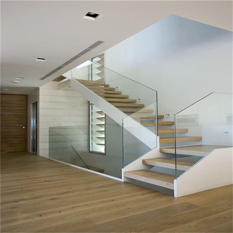 best selling mono stringer staircase design indoor stairs solid wood tread straight staircase