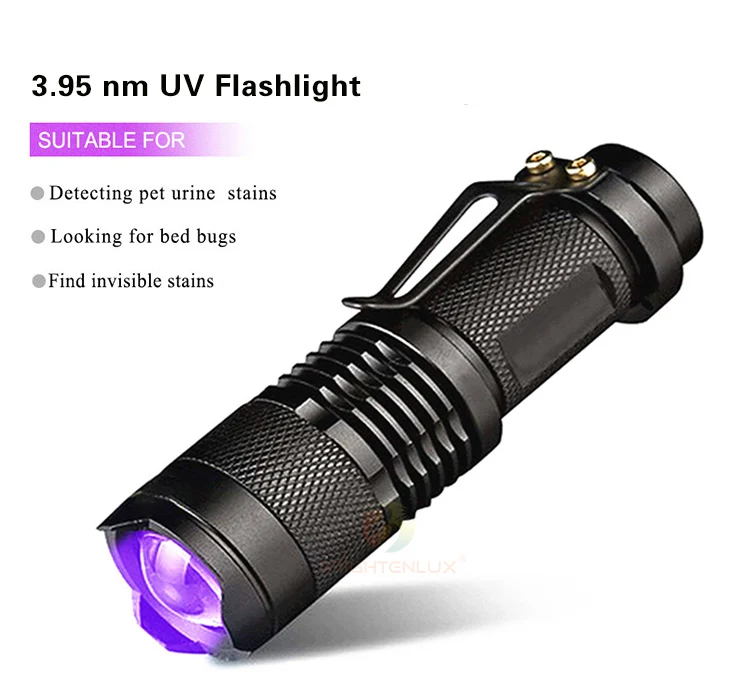 Brightenlux Tactical Pocket Aluminium Uv 395Nm Flashlights Ningbo Zoomable Ultraviolet Custom