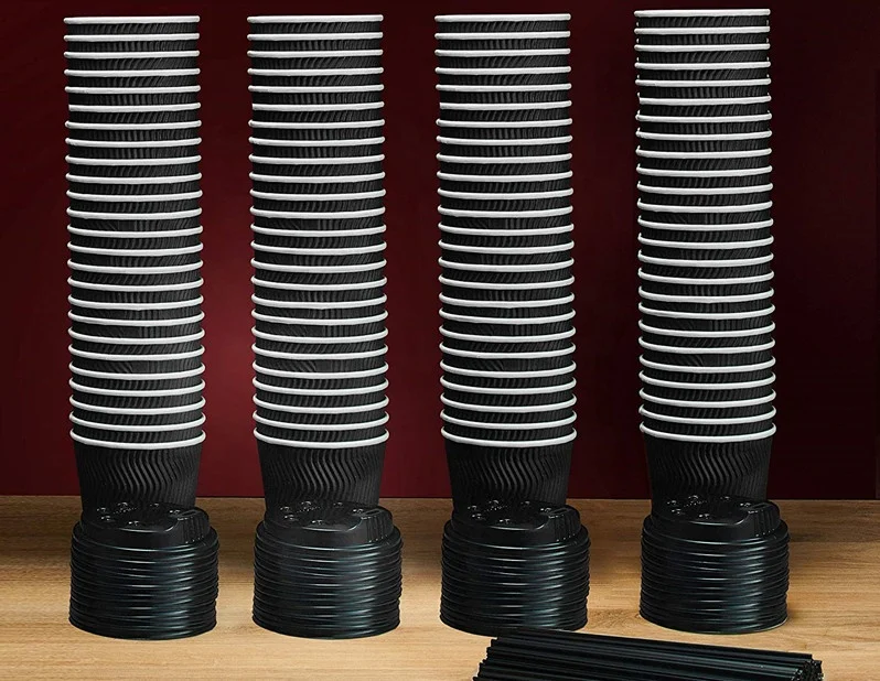 Disposable To Go Large Ripple Wall Paper Hot Drink Coffee Cups Perfect for Cappuccino Hot Cocoa or Iced Drinks