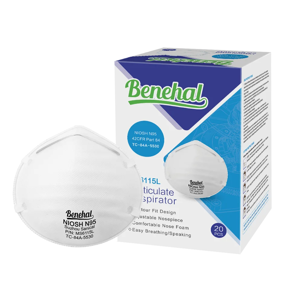 N95 High Quality 3-Layer High Filtration Respirator Mask Unisex Molded Cup PP Spunbond Meltblown Inner Needle-Punched Nonwoven