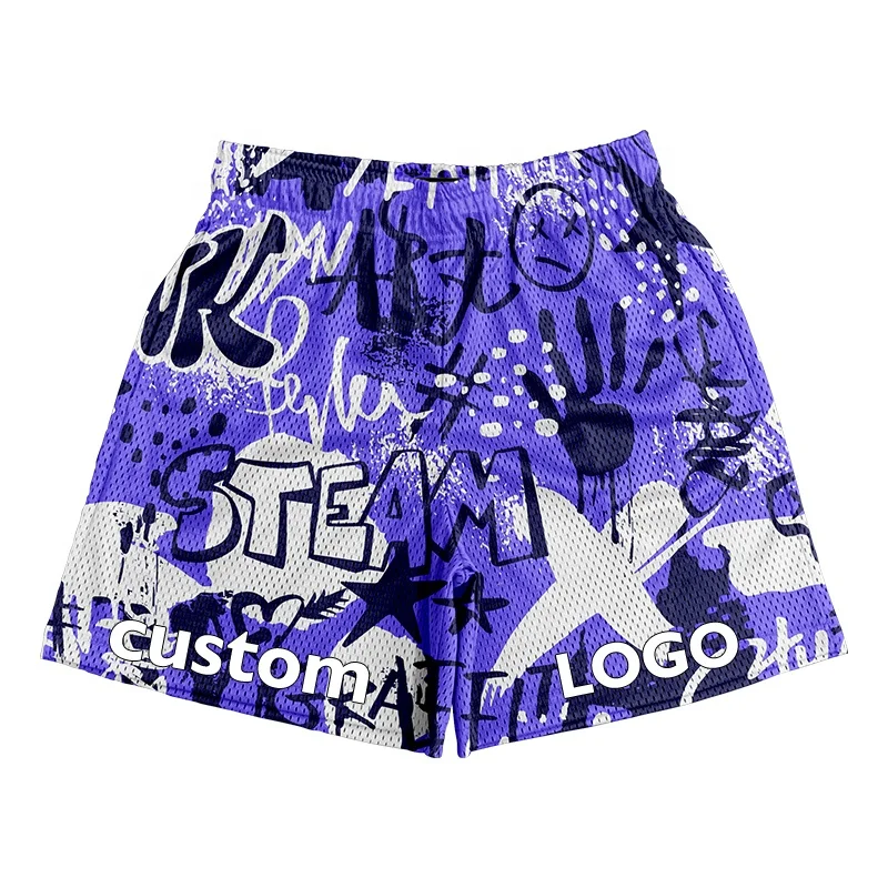 Mens Mesh Shorts Polyester numerical letter Print Sublimation Double Layer Inseam  Custom double 7 inseam basketball Mesh Shorts