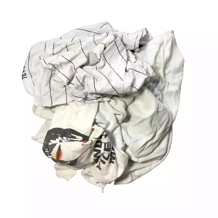 10kg Bag Rags White Printed T Shirt Wiping Rags White Cotton for Cleaning