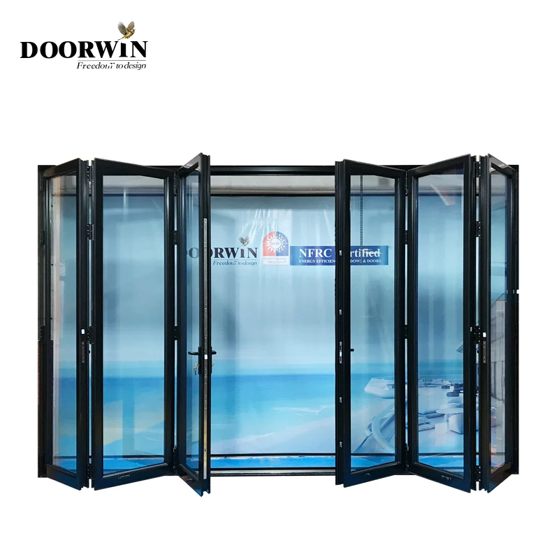 6 panel entrance doors design customer color accordion door with IGCC/SGCC certified tempered glass bi-folding door