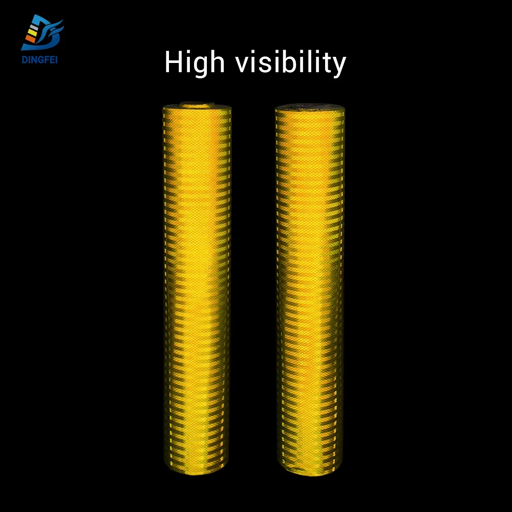 Fluorescent Yellow EN12899 RA Class RA2 Micro Prismatic Adhesive Reflective Sheeting with Mesh Backing