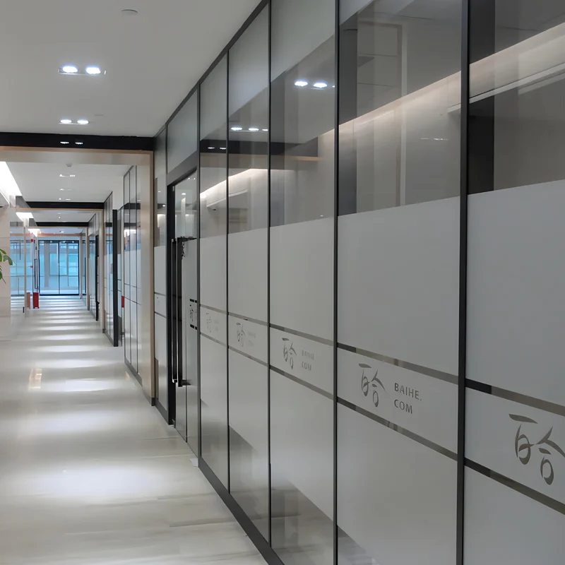 Aluminium Sliding Door Office Partition with Temporary Frosted Glass for Workshops Gyms Exteriors Supermarkets