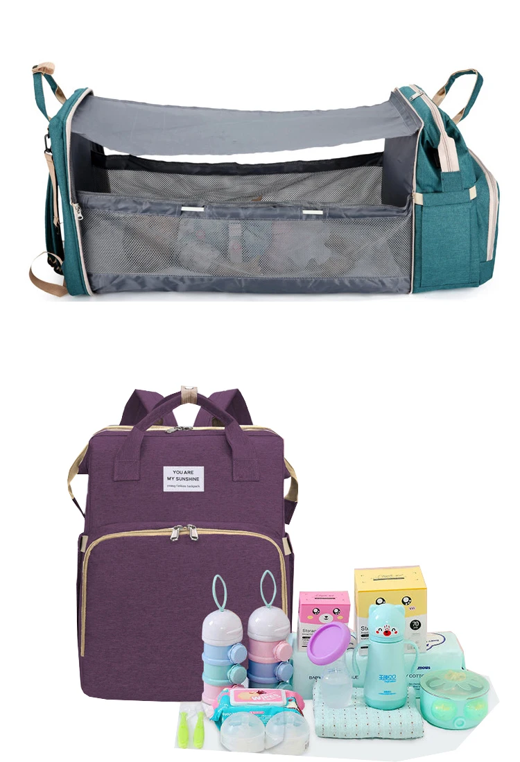 custom large capacity travel mommy expandable waterproof portable baby crib baby diaper backpack