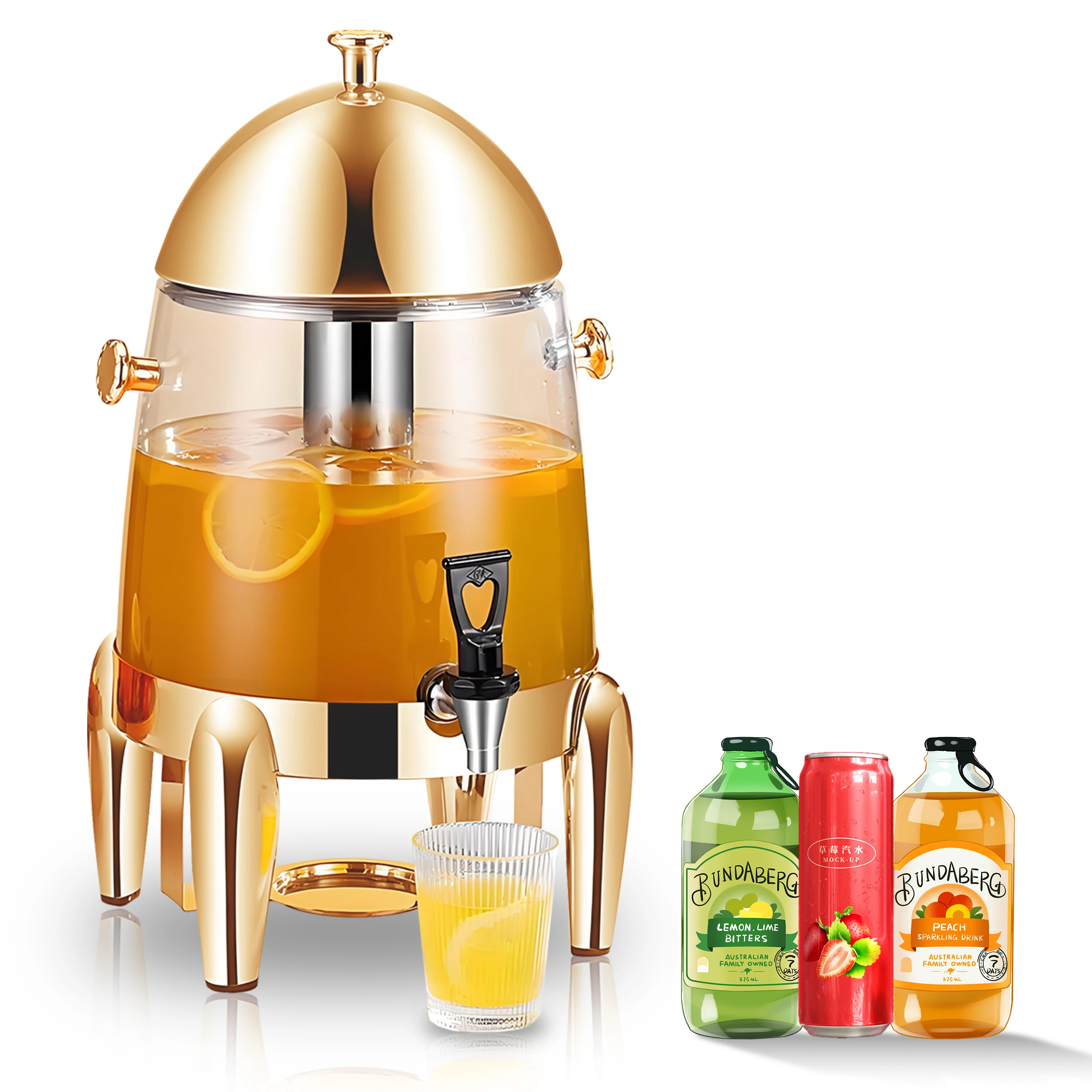 YITIAN Juice Container Stainless Steel  Plastic Juice Dispenser with Spigot Ice Container Keep Cold For Home Hotel Restaurant