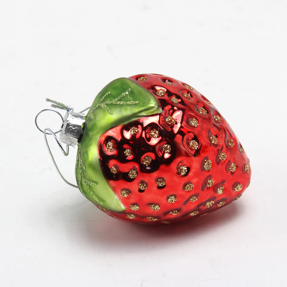 Factory Hand Blown Vegetables Fruits Strawberry Ornaments Stained Glass Fruit Figurines Christmas Tree Ornament Eco-friendly