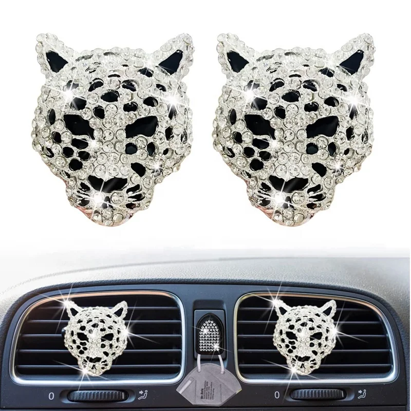 Crystal Leopard Car Air Fresheners Vent Clips  Car Interior Decor Bling Car Accessories