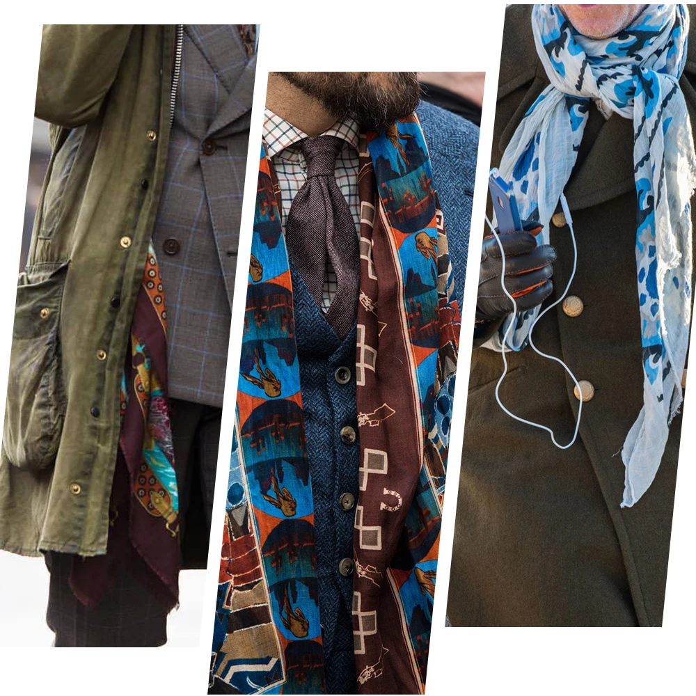 Fashion Blue Print Scarves Corporate Custom Logo Vintage Silk Scarf 90*90 Scarfs Red And White