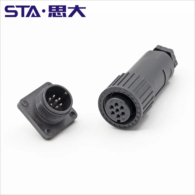 Авиационные датчики, 4, 7 контактов, черный пластиковый пропорциональный Соленоидный клапан, вилка C14, круглый разъем, Мужские квадратные розетки R900021267