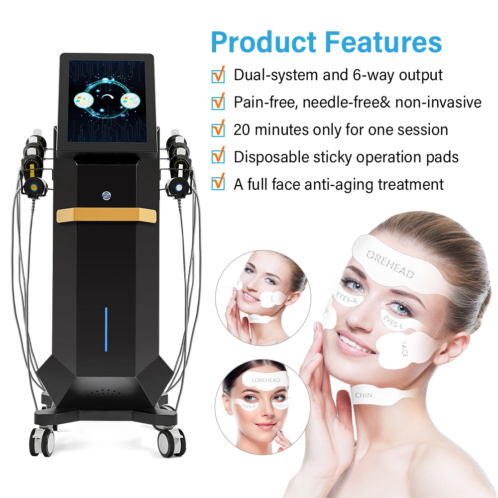 Professional No card 6 Handles EMRF Facial Lifting Muscle Toning Ems RF face lifting Machine for salon