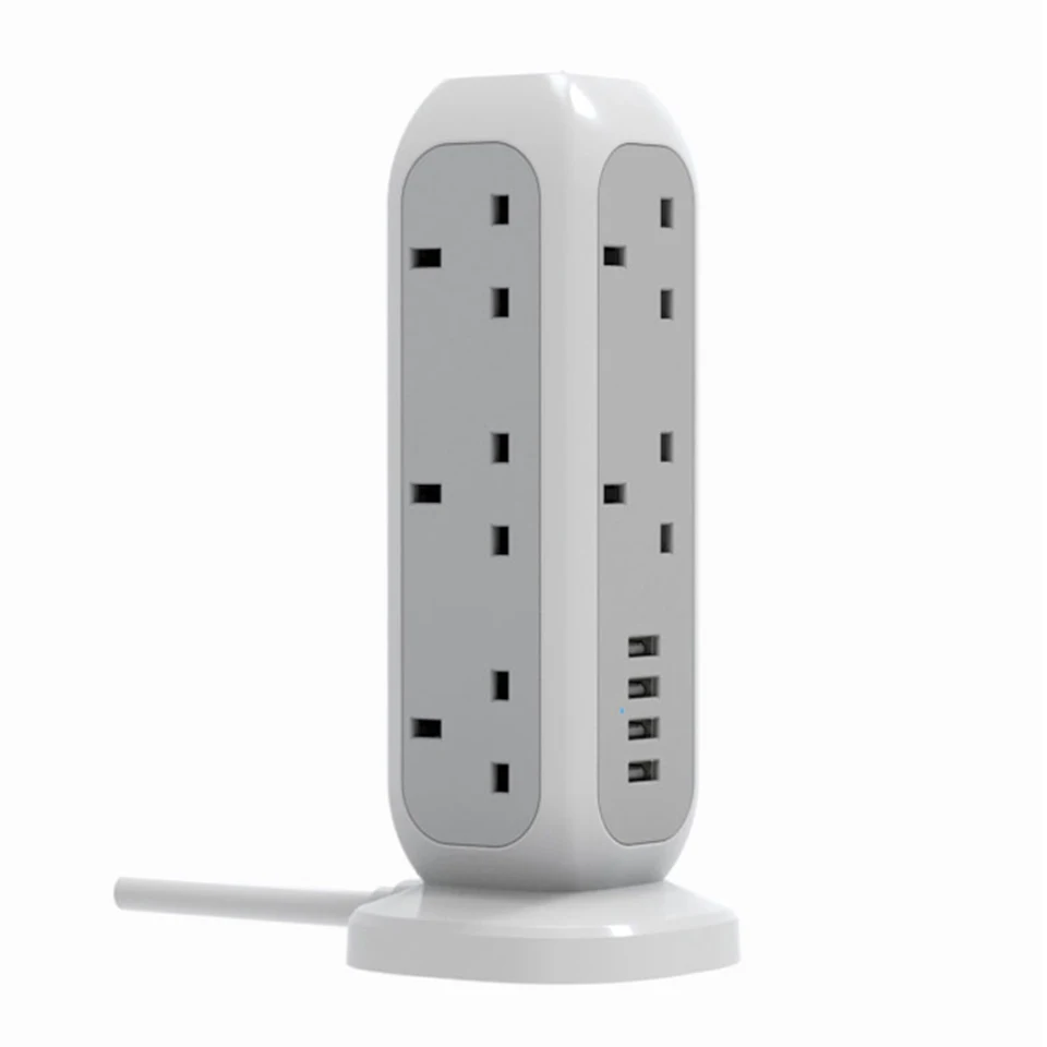 11 ac outlets extender splitter british electrical wall multi plug socket surge protector power strip with 4 usb charging port