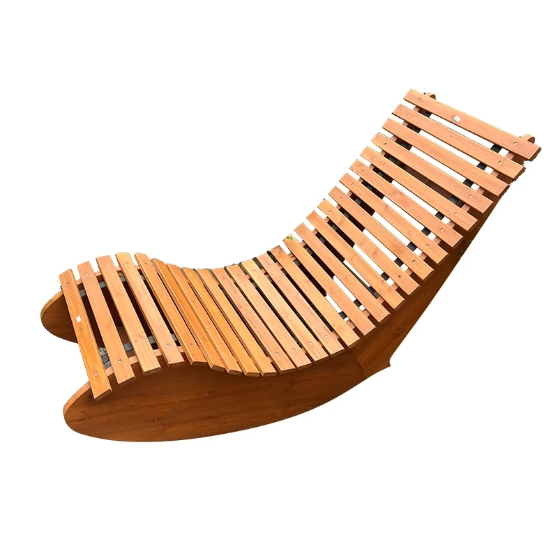 DISHI Wooden Rocking Sun Lounger Beach Outdoor Furniture