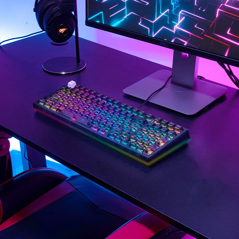 Havit KB875L 98 Keys Hot Swap RGB Lights Fully Transparent Backlit Mechanical Gaming Keyboard with Gasket Structure