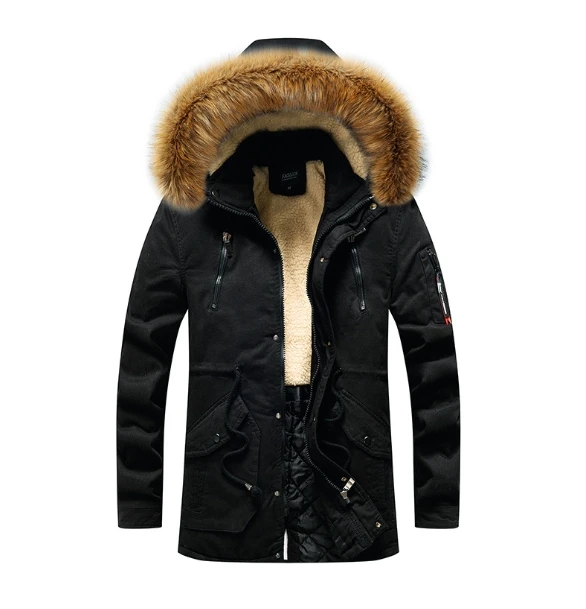 Liu Ming High Quality 2024 New Products Men Casual Outdoor Fur Collar Hooded Jackets Winter Overcoats Warm Parkas Long Coats