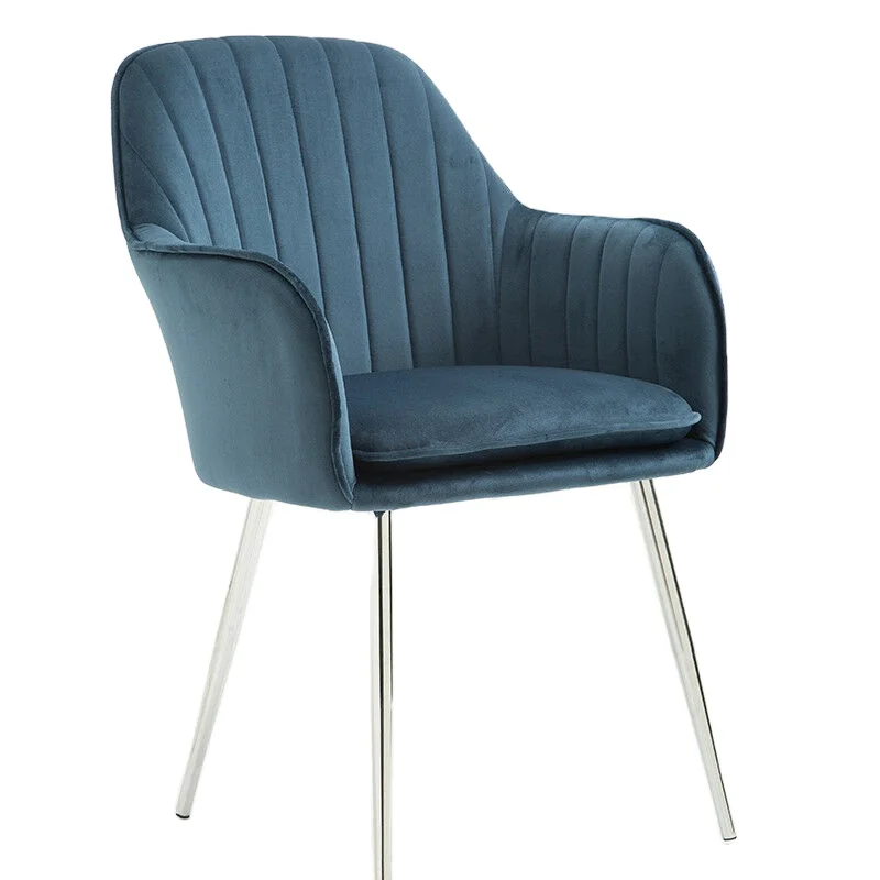 Luxury Leather Dining Chair Living Room Upholstery Arm Chair Dining Wholesale with Gold Chrome Legs Modern Dining Chair