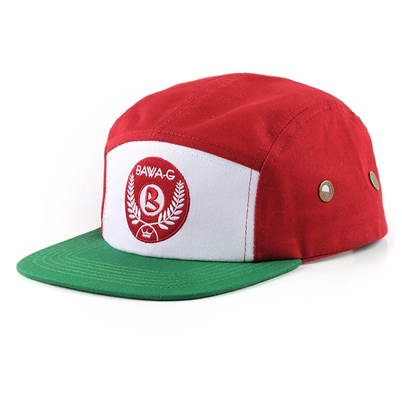 OEM/ODM design color blocking 5 panel caps,flat brim 5 panel hats