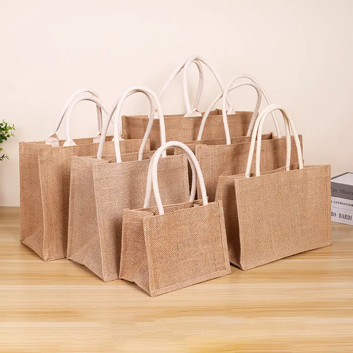 Best Selling Accept Custom Size Logo Print Plain Burlap jute tote bag for Embroidery DIY Art Craft