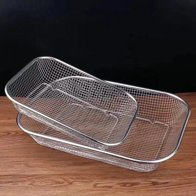 kitchen tool food grade stainless steel wire mesh drain basket fruit vegetable drain basket customized size kitchen colanders