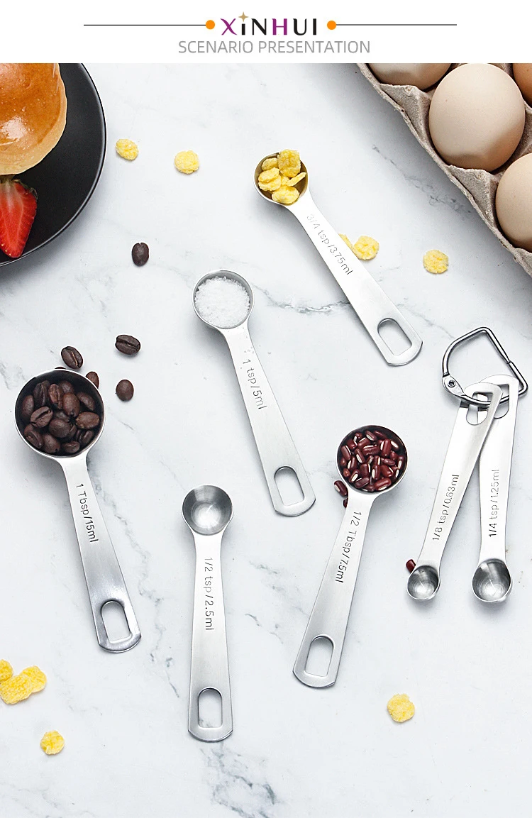 Кухонный инструмент для выпечки скребок Штабелируемая ложка из нержавеющей стали набор мерных чашек с силиконовыми захватами