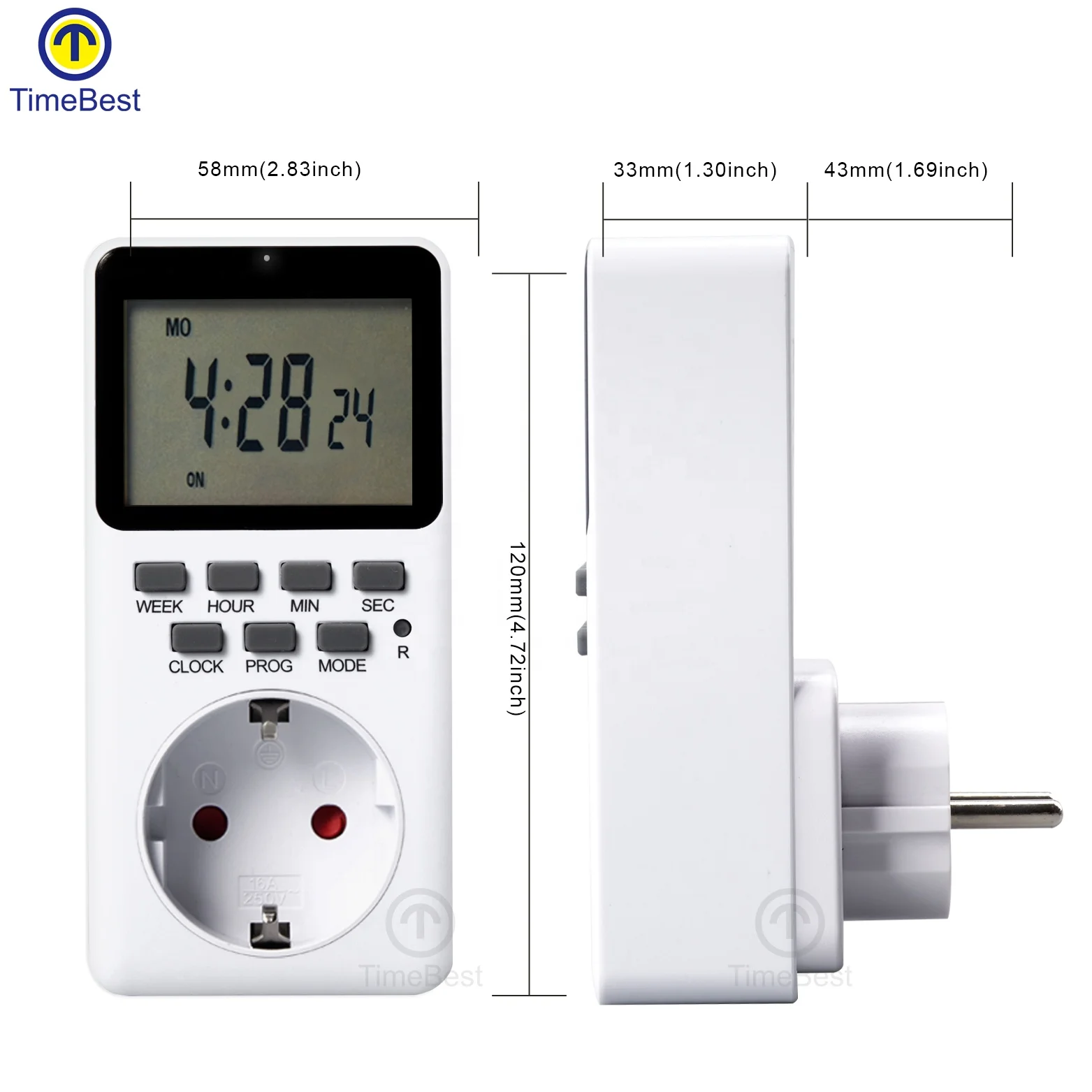 Hot Sell EU  230V rechargeable plug socket frontier digital dual switch timer