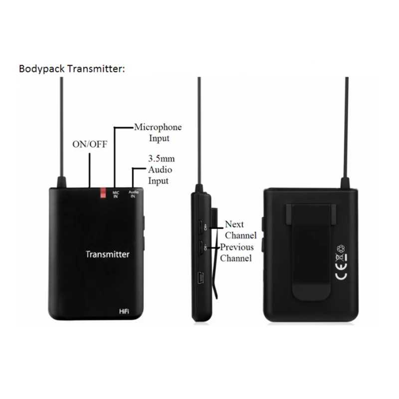UHF 863/915mhz wireless silent disco receiver and transmitter bodypack system for party/fitness/tour guide