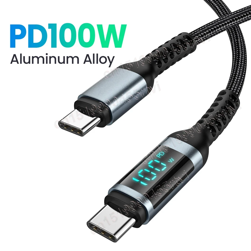 PD100W USB Type C to USB C Cable For iPhone 15 Pro MacBook iPad Samsung Xiaomi LED Display Fast Charging Charger 5A USB C Cord