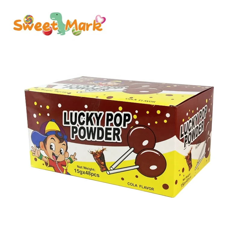 OEM lollipop candy halal colar flavor candy stick with super sour powder