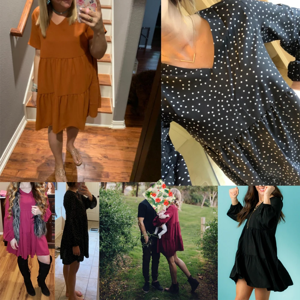 
Sweet Christmas Autumn Dress Polynesian Hawaiian Hibiscus Floral Print Custom Sexy Plus Size V-neck Lantern Long Sleeves Dress 